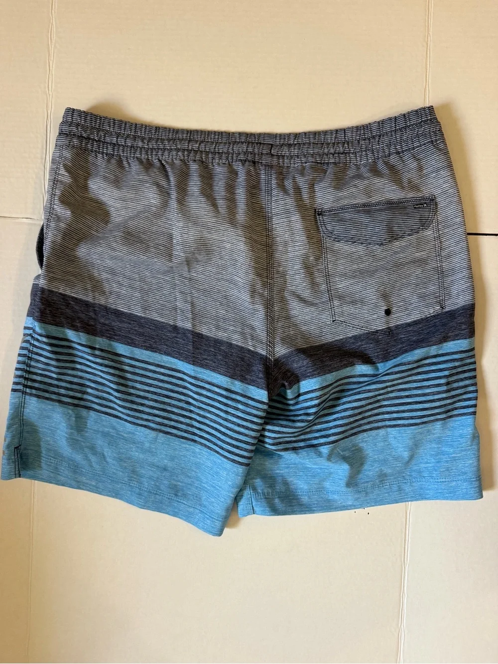 Hurley Mens Blue Gray Striped Board Shorts Swim Trunks Size Large Costal
